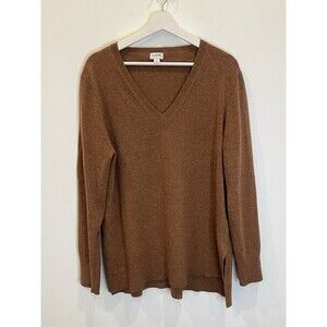 J. Crew Women’s Wool Blend V-Neck Tunic Sweater Camel XL Classic Minimalist